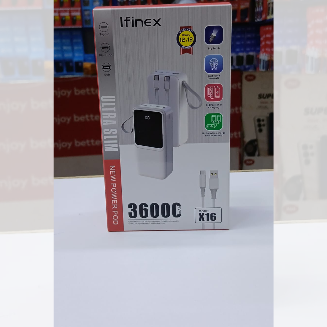 Ifinex Ultra Slim Power Bank ā 36000mAh (Model X16)