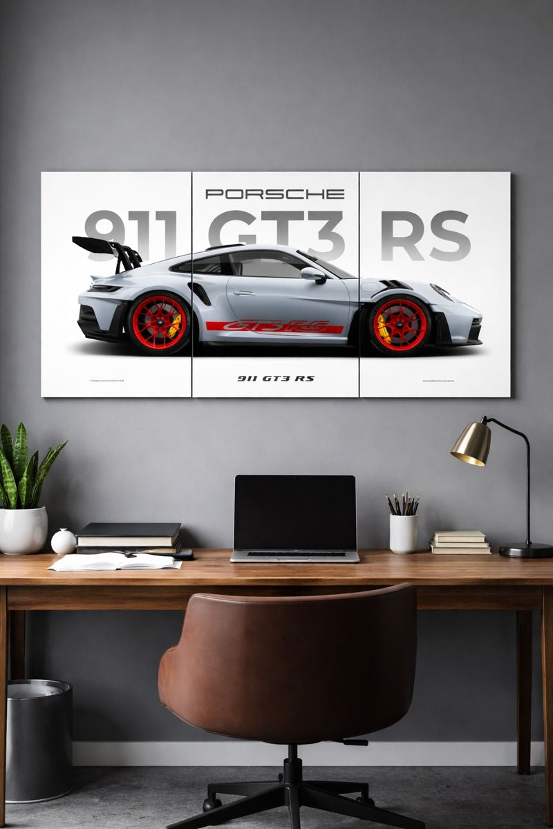 Porsche 911 GT3 RS – 3-Piece Minimal Wall Art Set (A3)