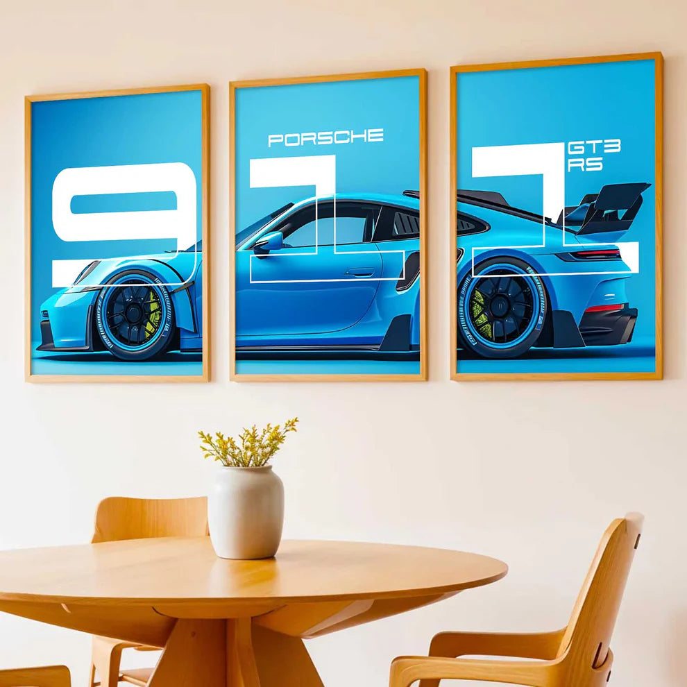 Porsche 911 GT3 RS – 3-Piece Wall Art Set (A3)