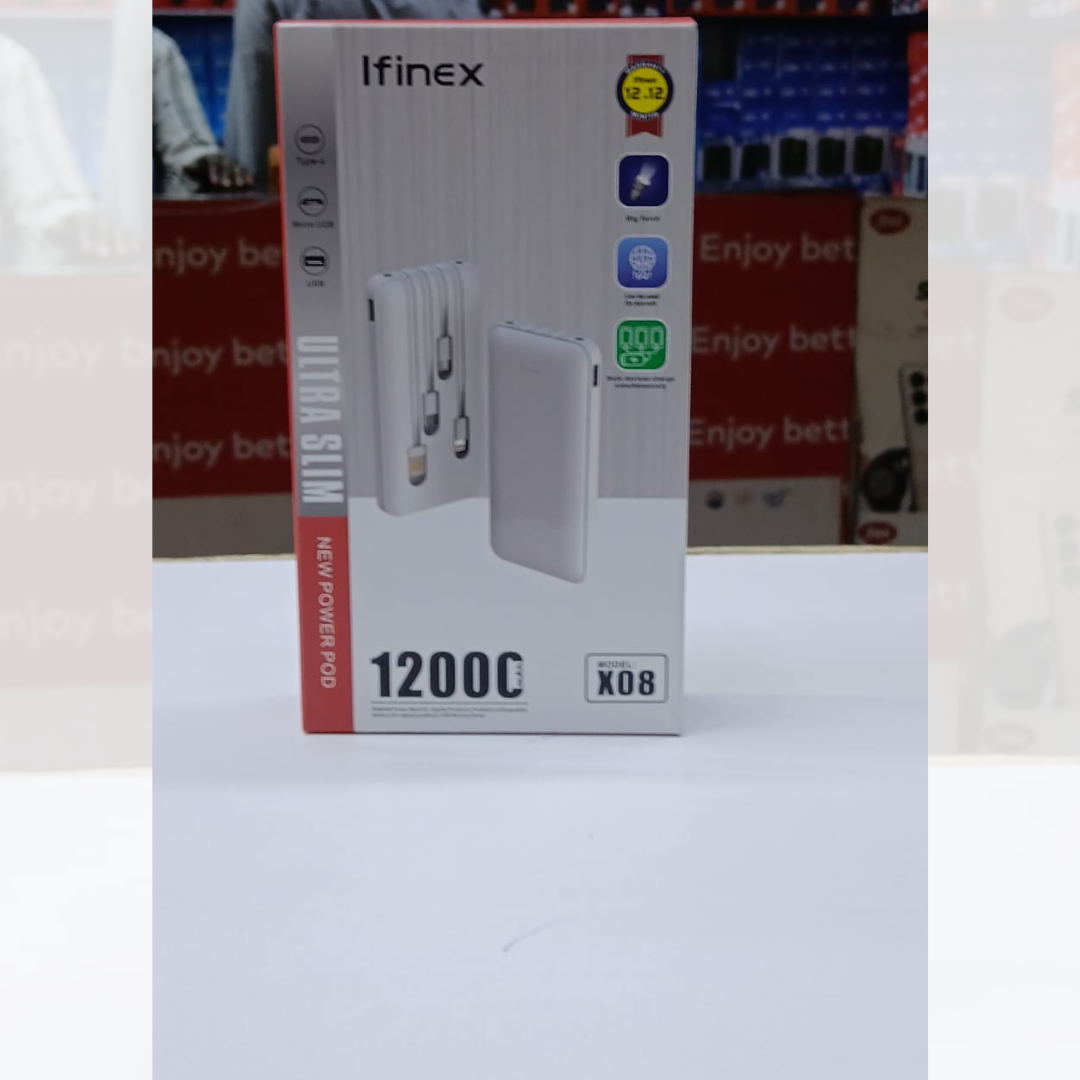 Ifinex Ultra Slim Power Bank – 12000mAh (Model X08)